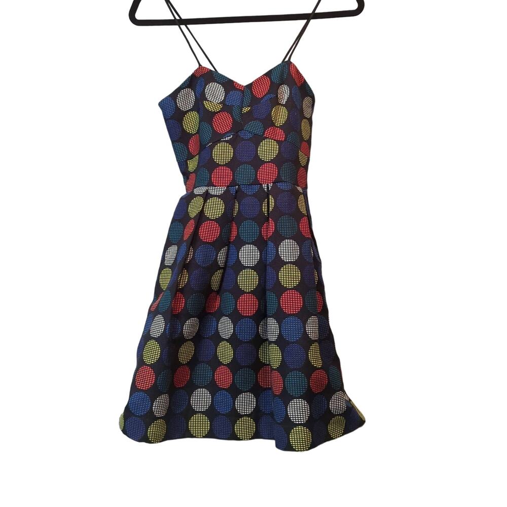 Hutch Fit and Flare Black Polka Dot Party Dress Size 2